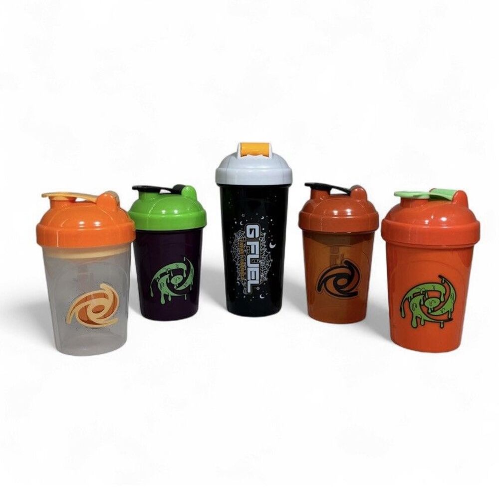 G Fuel Shaker Cups Lot of 5 Halloween Orange Green Black Purple